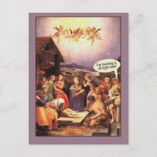 Pour Fêtes Annuelles Scène de la Nativité Cartes humoristiques Tweeter
