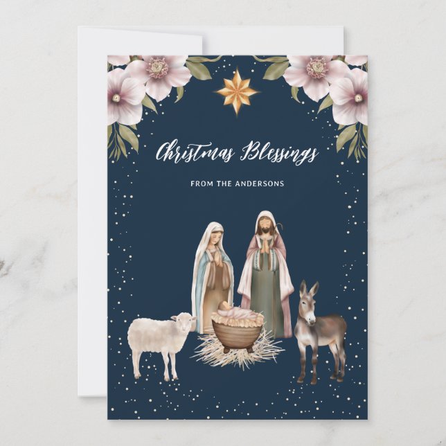 Pour Fêtes Annuelles Scène de Nativité Cartes de Noël chrétiennes (Devant)