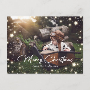 Pour Fêtes Annuelles Snowflakes Stars Joyeux Noël 2 photos Cartes posta