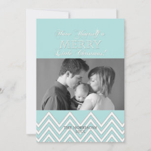 Pour Fêtes Annuelles Style moderne Blanc Chevron Cartes photos de Noël