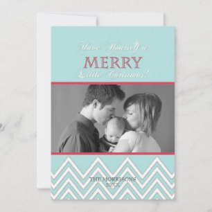 Pour Fêtes Annuelles Style moderne Blanc Chevron Cartes photos de Noël