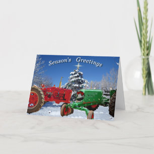 Pour Fêtes Annuelles Tracteurs De Vacances En Cartes De Voeux De Neige