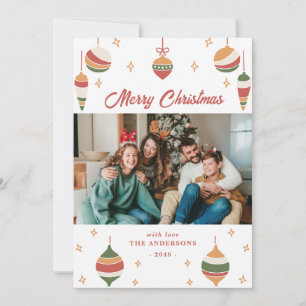 Pour Fêtes Annuelles Vert Joyful Noël Orament Cartes photos de famille