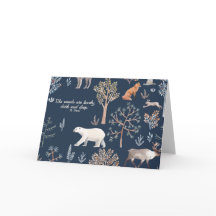 Woodland se demande Noël Cartes Merci Notes