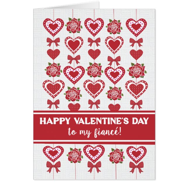 Pour Fiance Valentine's Red Roses Hearts Bows (Devant)