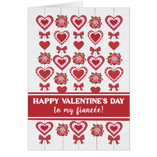 Pour Fiancée Valentine's Red Roses Hearts Bows (Devant)