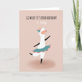 Pour Girl Cute Dancing Llama 6e Anniversaire Carte
