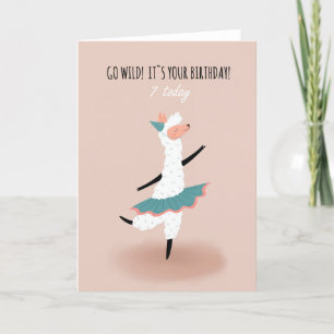 Pour Girl Cute Dancing Llama 7e Anniversaire Carte