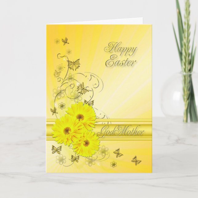 Pour Godmère, carte de Pâques aux fleurs jaunes (Devant)
