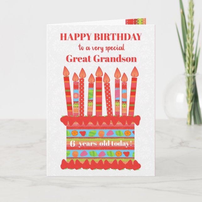 Pour Great Grandson Custom Age Carte de gâteau d'a (Devant)