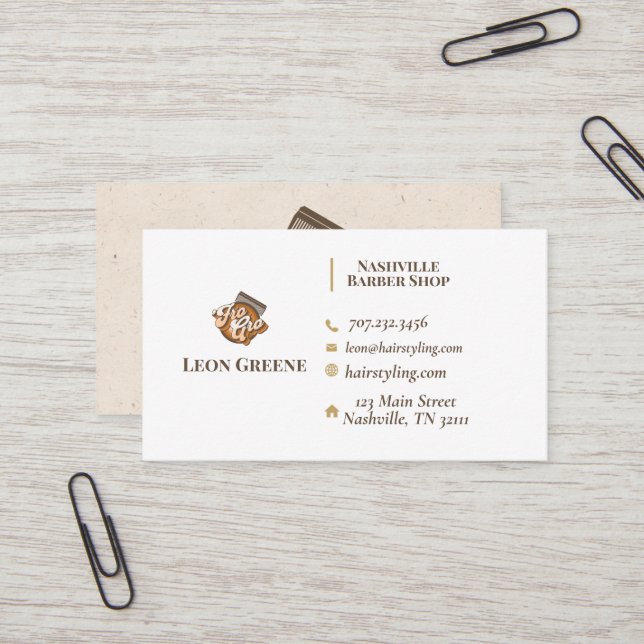 Pour Gro Barber Carte de visite (Devant/Arrière en situation)