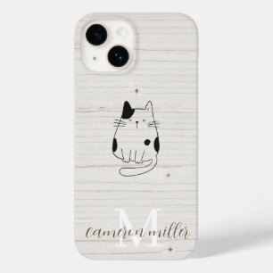 Pour iPhone 14 Beige minima moderne Monogramme initial Nom Coque