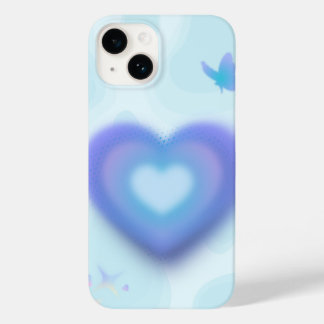 Pour iPhone 14 🦋 Coque de téléphone Rêve Cœur Bleu