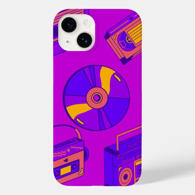 Pour iPhone 14 Coque de téléphonie mobile rétro violet (Verso)