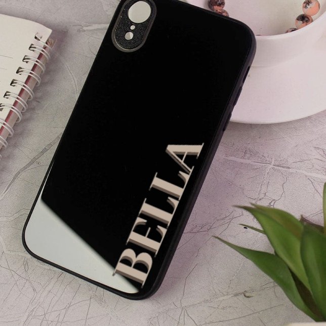 Pour iPhone 14 Coque moderne noir initial minimal contemporain (Créateur téléchargé)