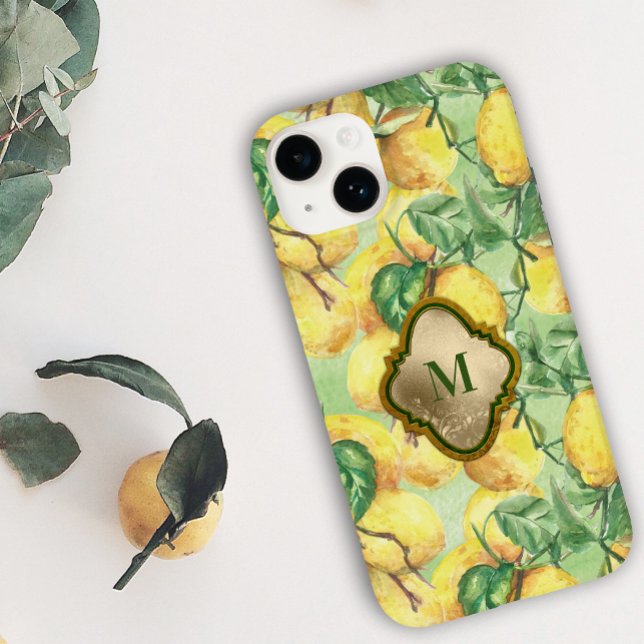 Pour iPhone 14 Coque Monogramme Lemon Garden (Créateur téléchargé)