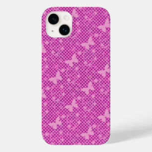 Pour iPhone 14 Plus Papillons rose dentelle Samsung Galaxy Coque
