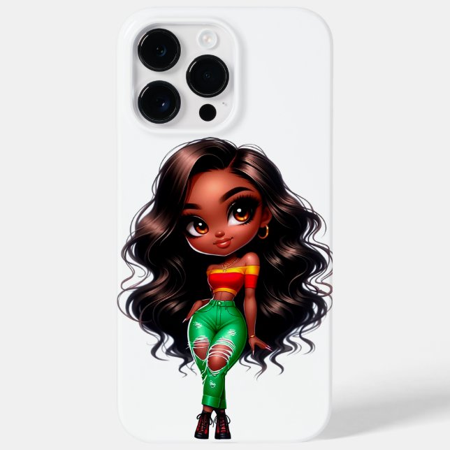 Pour iPhone 14 Pro Max Chibi Black Girl Ipone Coque (Verso)