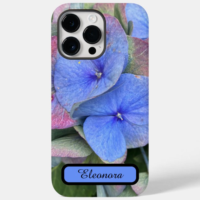 Pour iPhone 14 Pro Max Nouveau Blue Hydrangea Flower Photo & Nom coque ip (Verso)