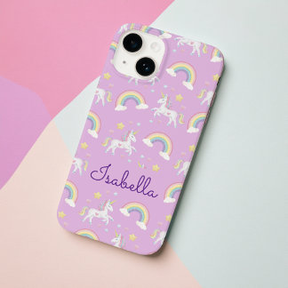 Pour iPhone 14 Unicorne Personnalisée Rainbow Sparkle coque iphon