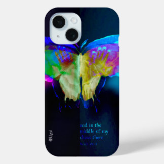 Pour iPhone 15 Coque néon papillon