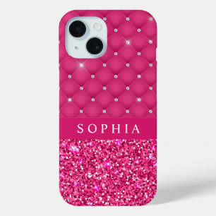 Pour iPhone 15 Coque personnalisé Fille Parties scintillant rose 