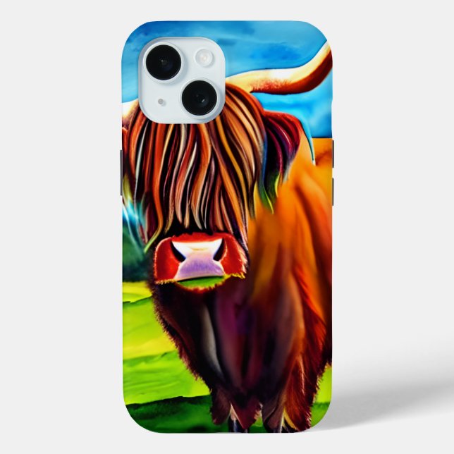Pour iPhone 15 Coque smartphone Highland Cow (Verso)