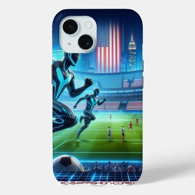 Pour iPhone 15 football robotique sur une coque d'Iphone !  (Verso)