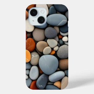 Pour iPhone 15 Galets de Rivière Naturels Tons Terreux Coque de T