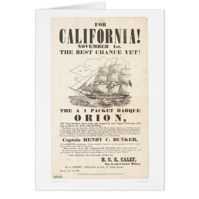 Pour la Californie ! … publicité de "Orion" (Devant)