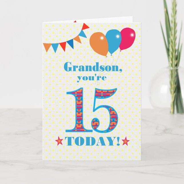 Pour la carte de ballons de Bunting 15e anniversai (Devant)