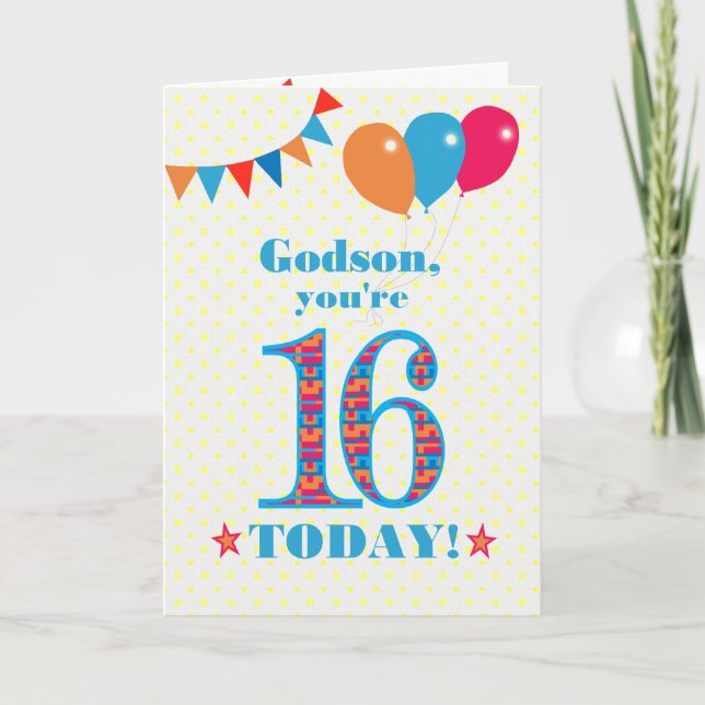 Pour la carte Godson 16th Birthday Bunting Balloon (Devant)