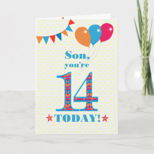 Pour la carte Son 14th Birthday Bunting Balloons