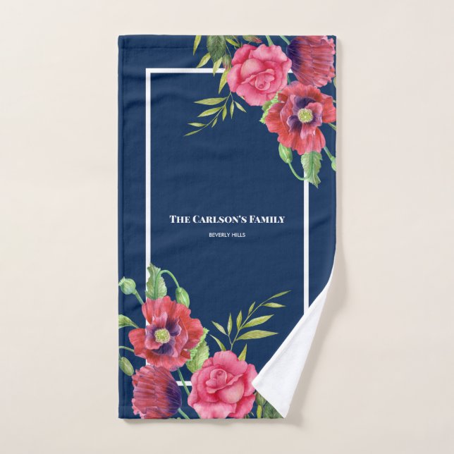 Pour la famille des fleurs rouges roses modernes s (Serviette à main)