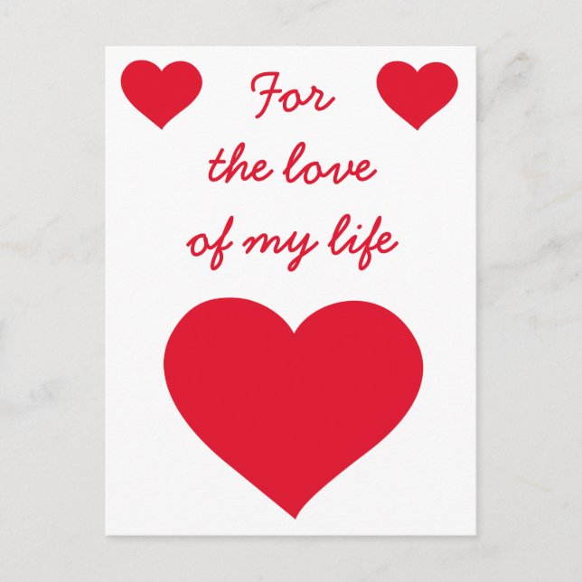 Pour L'Amour De Ma Vie Valentine Cartes (Devant)