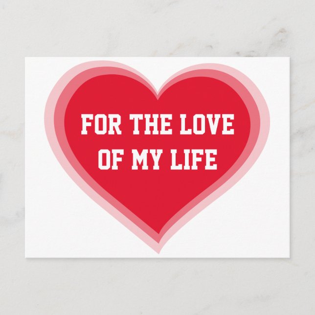 Pour L'Amour De Ma Vie Valentine Cartes (Devant)