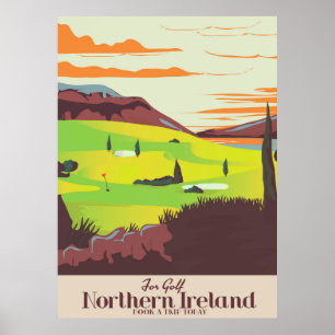 'Pour le golf' affiche de voyage Irlande du Nord