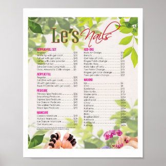 Pour les affiches sur les prix du salon de ongles