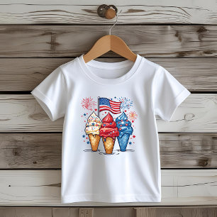 Pour Les Tous Petits 4 juillet Crème glacée USA Drapeau Enfants T-shirt