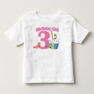 Pour Les Tous Petits Filles Numéro 3 Cupcake Anniversaire T-shirt