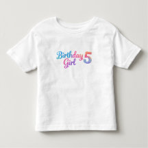 Glitter Birthday Girl 5 Enfant T-Shirt