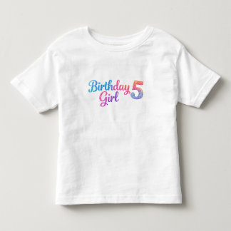 Pour Les Tous Petits Glitter Birthday Girl 5 Enfant T-Shirt