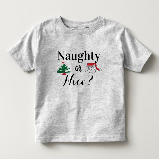 Pour Les Tous Petits Naughty ou NIce ? T-shirt de Noël (Devant)
