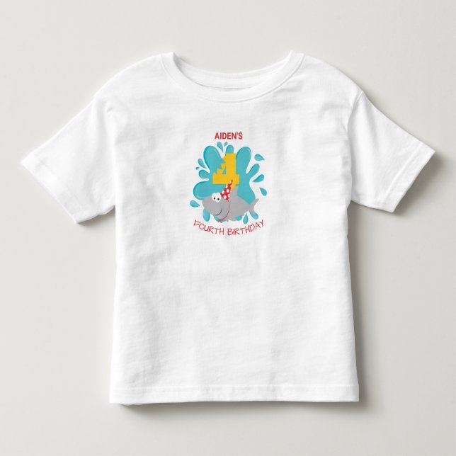 Pour Les Tous Petits Shark Bite Quatrième anniversaire T-shirt (Devant)