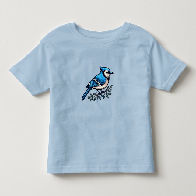 Pour Les Tous Petits T-shirt Bleu Jay oiseau Toddler Fine Jersey (Devant)