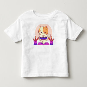 Pour Les Tous Petits T-shirt chat calicot méditatif, chemise de yoga dr