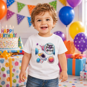 Pour Les Tous Petits T-Shirt de naissance personnalisé Astronaute & Pla