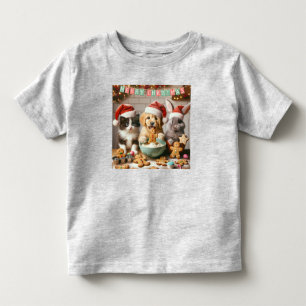 Pour Les Tous Petits T-shirt de Noël avec chien, chat, lapin