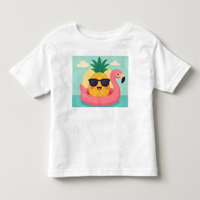 Pour Les Tous Petits T-shirt été Flamant rose Tropicool-Ananas (Devant)