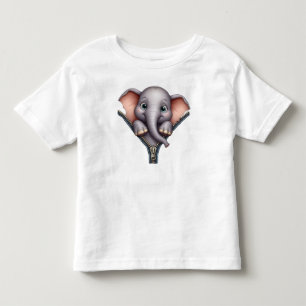Pour Les Tous Petits T-shirt mignon avec éléphant bébé 3D et fermeture